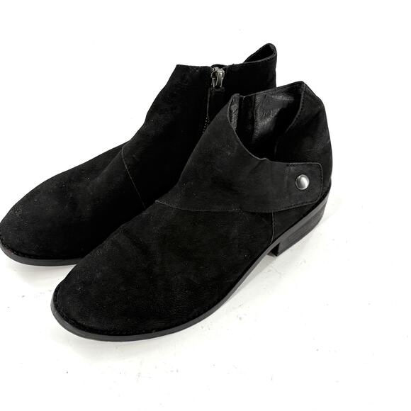 Eileen Fisher Billie Tumbled Nubuck Booties 7.5 Black NWOT Boots Ankle Side Snap - Picture 8 of 8